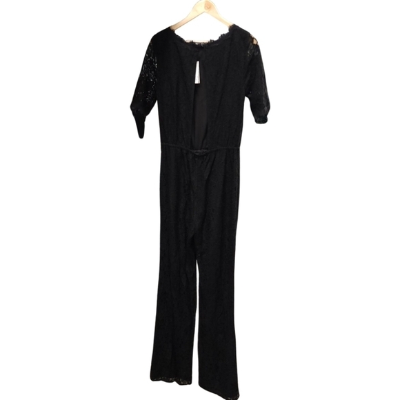 Diane Von Furstenberg Black Kendra Lace Jumpsuit NWT Size 10 - Picture 6 of 14